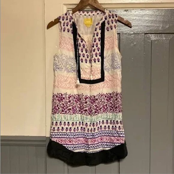 Anthropologie Maeve silk multicolor tunic - Picture 3 of 6